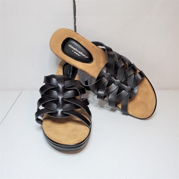 Cloudwalkers Suri Faux Leather Lattice Woven Slide Sandals - Picture 11 of 11